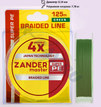 Пл. шнур ZanderMaster 4X зелёный 125m 0.24