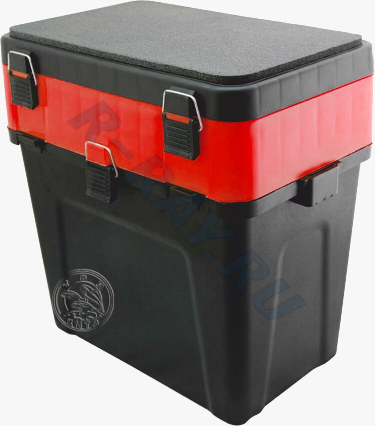 Ящик зимний чёрно-красный  (4+4 отделения для приманок) (380*360*240) ТРИ КИТА