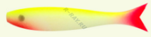 Рыбка неперф.  6 см, цв. 03 бело-желтая, 5 шт/упак