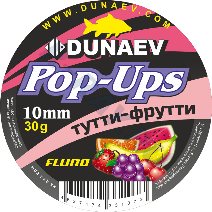 Бойлы DUNAEV POP-UP 10мм Тутти-Фрутти 30гр.