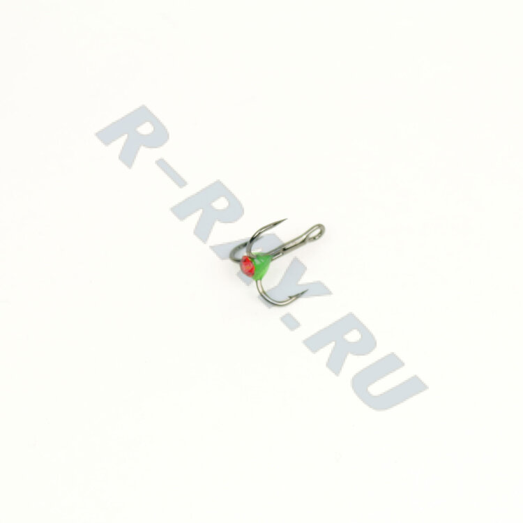 Крючки ''Тройник ''Капля'' №10, цвет 20 зеленый+красный страз, VD-092C (BN)'', 10 шт/уп