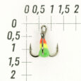 Крючки ''Тройник ''Капля'' №12, цвет 14 красно-желто-зеленый, VD-092C (BN)'', 10 шт/уп