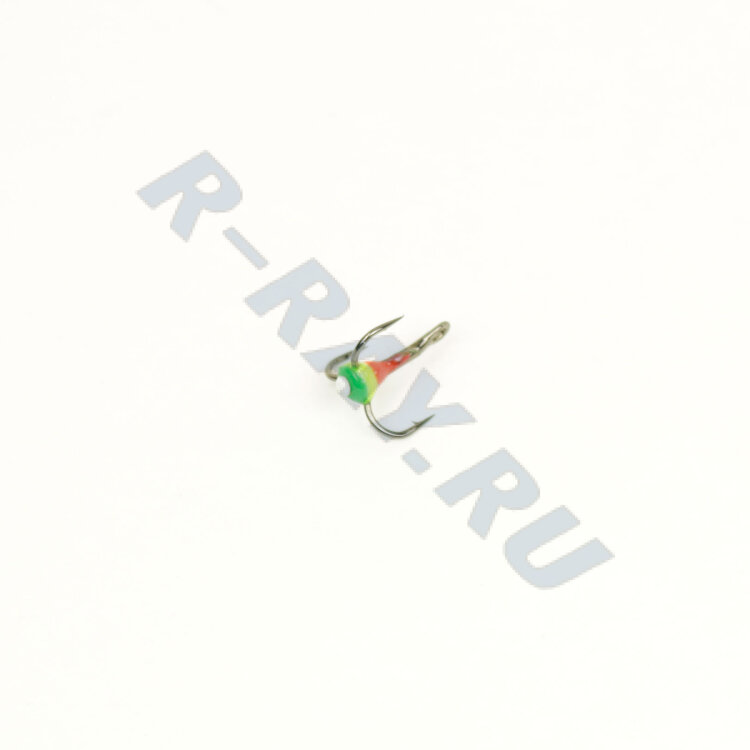 Крючки ''Тройник ''Капля'' №12, цвет 33 красно-желто-зеленый+белый страз, VD-092C (BN)'', 10 шт/уп
