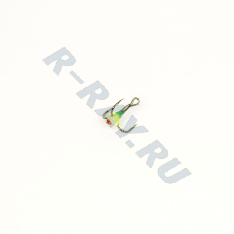 Крючки ''Тройник ''Капля'' №12, цвет 37 зелено-желто-люминисцентный+красный страз, VD-092C (BN)'', 1