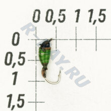 19-225-601 Морм.вольфр."Ручейник" D2,5 кручёный зелёный коронка с петлёй   КА