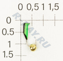 М.в. "Безнасадка" D 2 чёрный+зелёный, латунный шарик, 0,4гр. (золото) 07-020-11