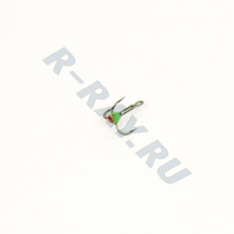 Крючки ''Тройник ''Капля'' №14, цвет 20 зеленый+красный страз, VD-092C (BN)'', 10 шт/уп