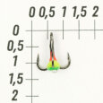 Крючки ''Тройник ''Капля'' №14, цвет 33 красно-желто-зеленый+белый страз, VD-092C (BN)'', 10 шт/уп