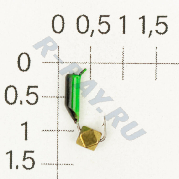 М.в. "Безнасадка" D 2 чёрный+зелёный, кубик, 0,4гр. (золото) 06-035-11